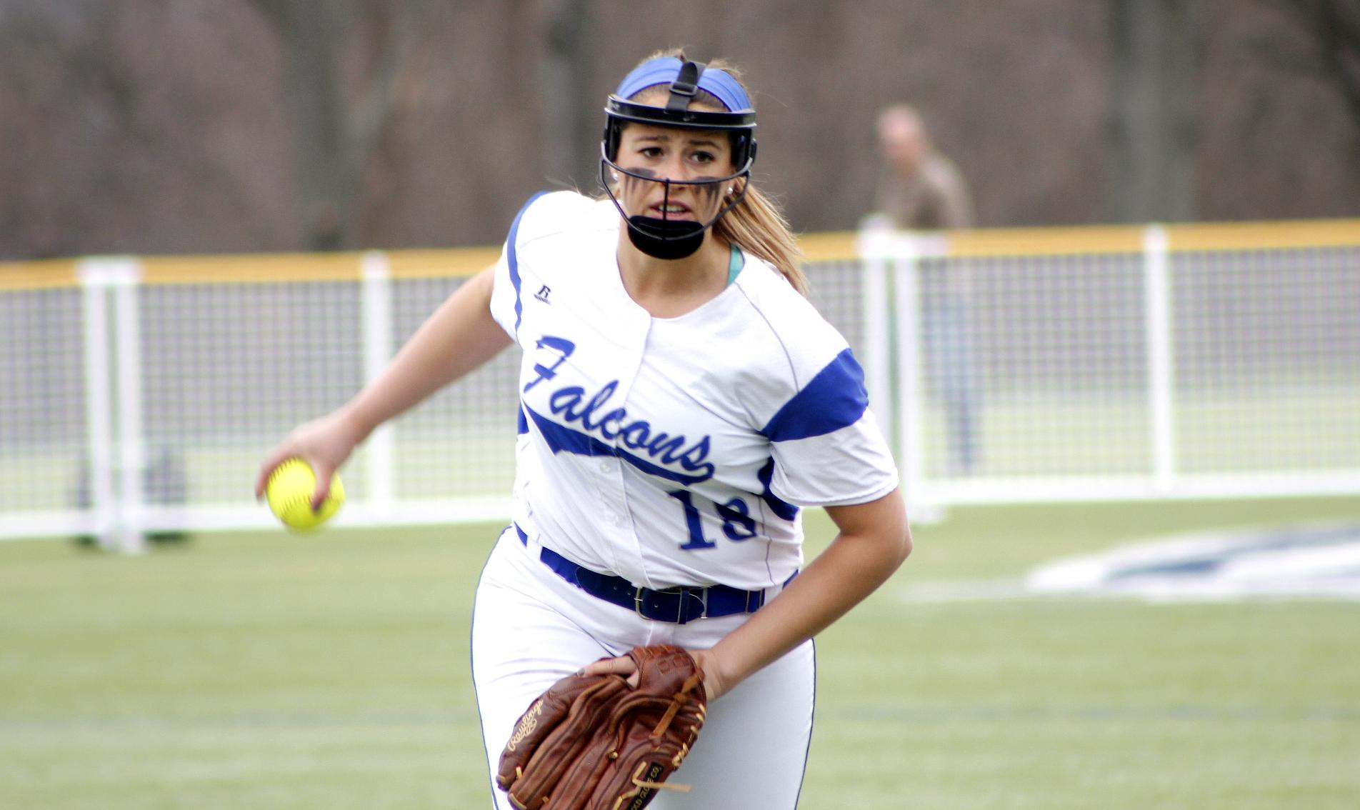 Softball Splits a Conference Doubleheader at Rivier