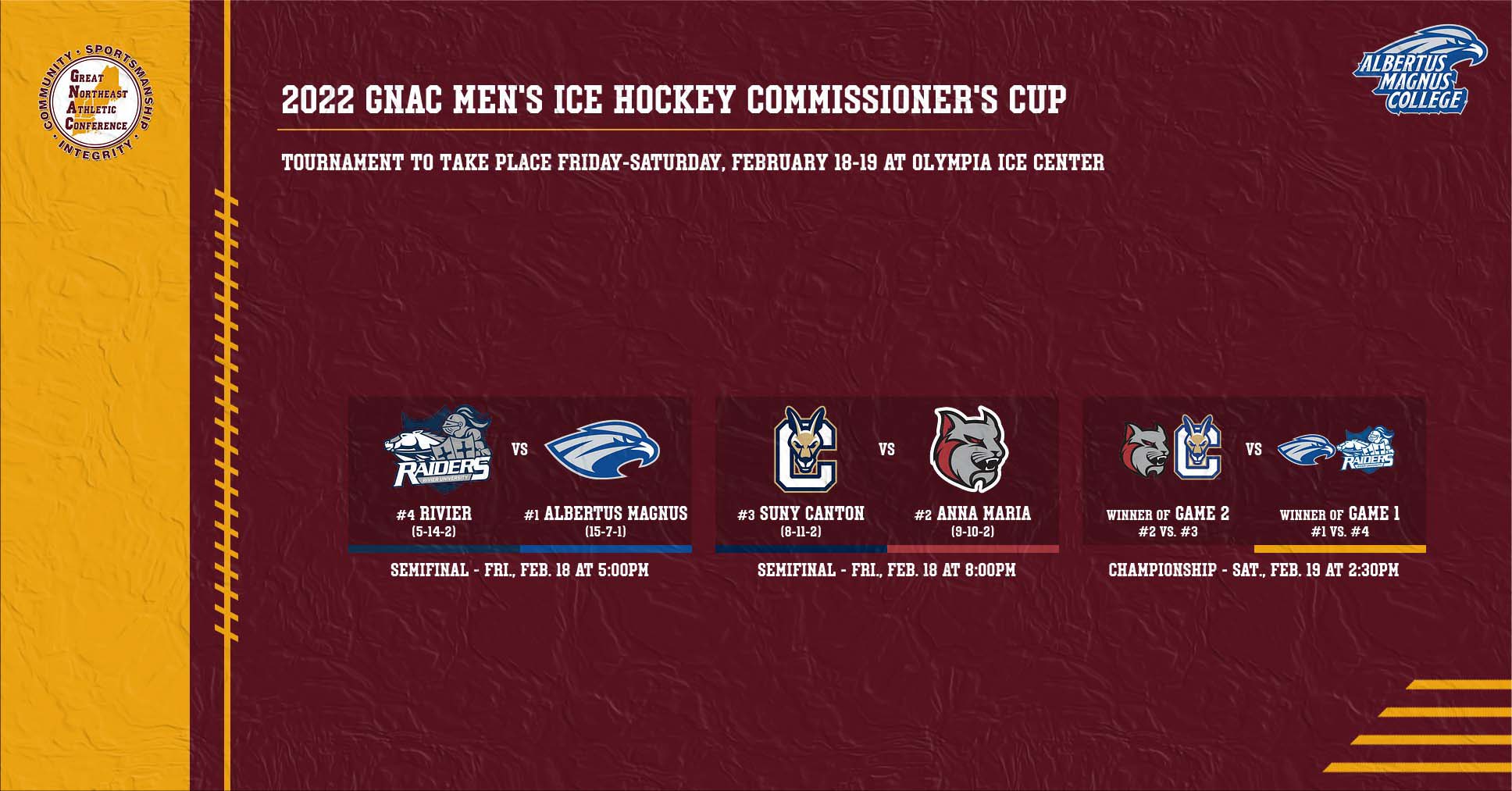 Four Teams Selected to Compete in Inaugural 2022 GNAC Men's Ice Hockey Commissioner's Cup Event in Springfield