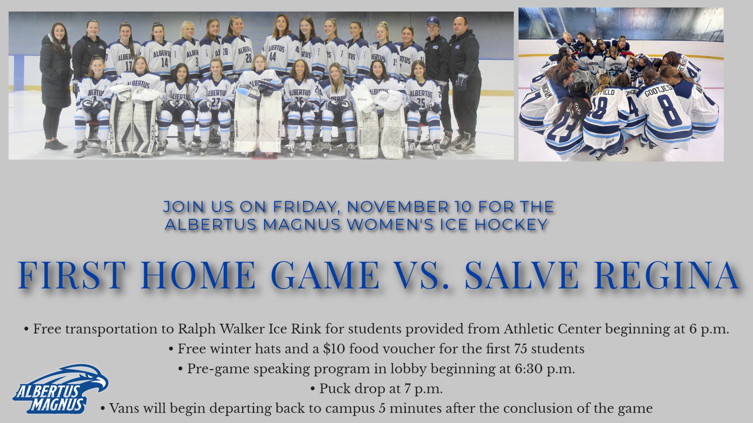 Join Us For The Women's Ice Hockey Inaugural Home Game On Friday, November 10